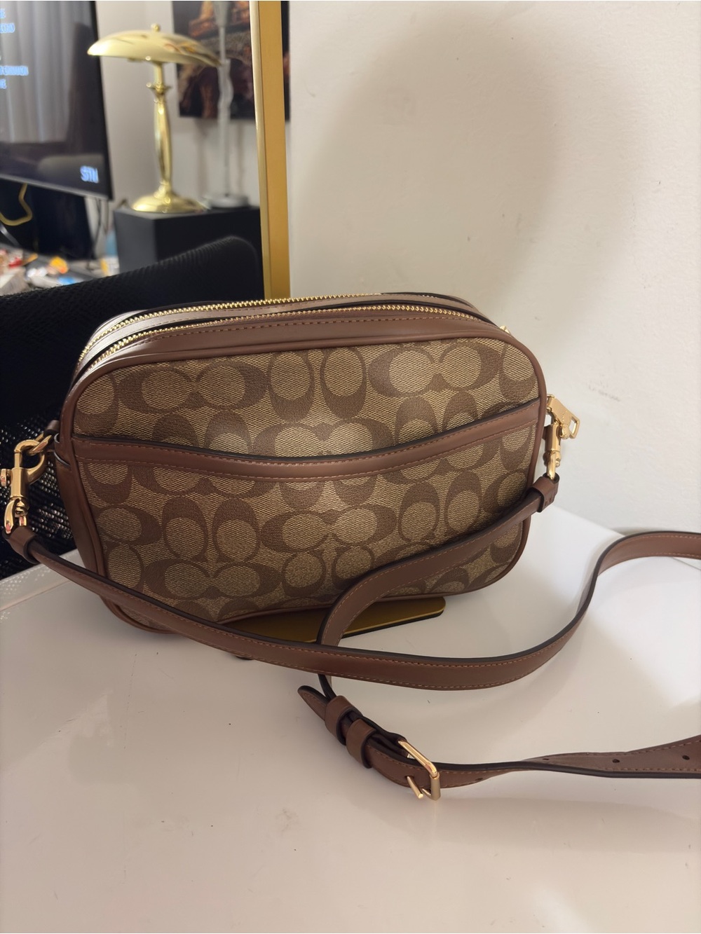 Coach Brown Signature Canvas Crossbody with Gold Hardware - Picture 2 of 14